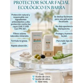Protector Solar Facial Ecológico en Barra  Organic Face Sunscreen Stick SPF 50                                                                        