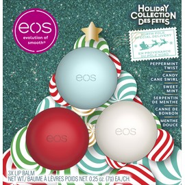 eos Holiday Lip Balm Gift Set- Peppermint Twist, Candy Cane Swirl & Sweet Mint, Limited-Edition Skincare, Stocking Stuffers, 0.25 oz, 3-Pack