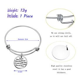 Bangle Bracelet For Women Girls Best Friend Family Gifts You Are Braver Stronger Smarter Than You Think Stainless Steel