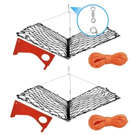 Foldable Crab Trap Castable Crabjaw with Crab Gauge and Bait Clip for Saltwater or Freshwater