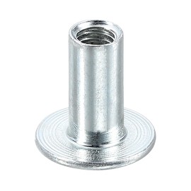 sourcing map M6 T-nuts, 50pcs Carbon Steel Tee Nut Round Base Weld Nuts 18mm Height Through Hole Flange Insert Female Thread Plate Nuts, Silver
