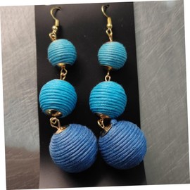 FOMIYES Bohemian Ball Drop Earrings with Thread Design Lightweight Dangle Earrings for Women Beach Gatherings and Special Occasions Blue