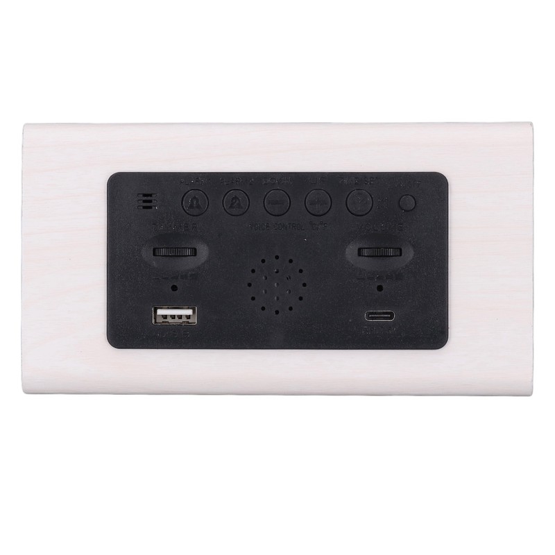 LED Digital Alarm Clock Multipurpose Wooden Clock with Voice Control