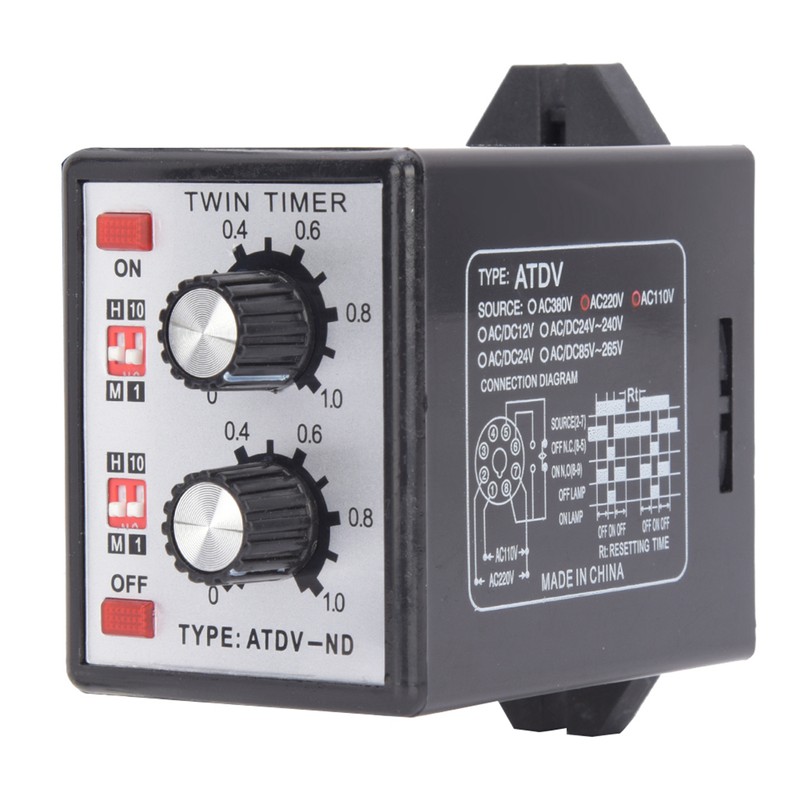 Knob Control Time Switch Relay Multi-Section On Off Twin Timer