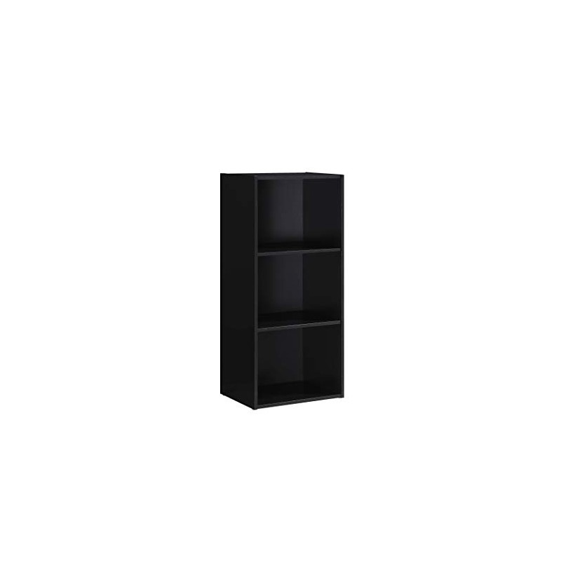 Hodedah Import 3 Shelf Bookcase, Black