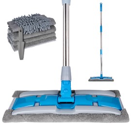 BITOPE Microfiber Dust Mop with Rotatable Flat Head, Professional Wet Dry Floor Mop with Extendable Handle and Washable Pads for Wood, Tile, Vinyl, Laminate, Wall, Marble, Hard Surface, 54"