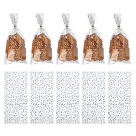 sourcing map 100pcs Star Treat Bags, Cookie Bags with Twist Ties for Birthday Wedding Bakery and Party Favors Silver