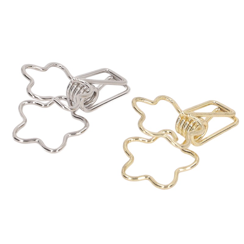 100pcs Binder Clips Gold Silver Flower Shape Metal Hollowed Long