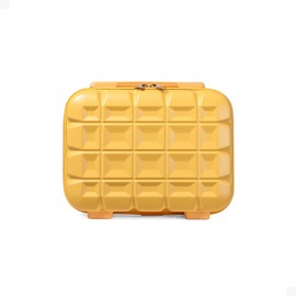 Kono Lightweight ABS Travel Makeup Carrying Case ABS Hard Shell Cosmetic Case 13" Mini Luggage Organizer (Yellow, 13")