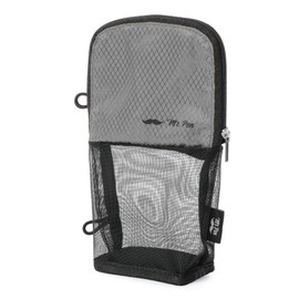 Mr. Pen- Cute Pencil Case Pouch, Sit & Lay Mesh-View Design, Black & Gray, Interior Pocket & 2 Elastic Binder Loops, Standing Pencil Case for Girls and Boys