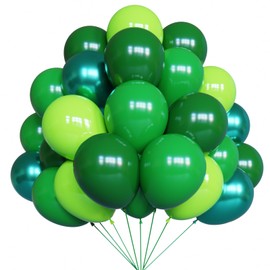 YMSZ Green Balloons, 67 Pieces 12 Inch Metallic Green Dark Green Lime Green Latex Balloons for St Patrick's Day Baby Shower Jungle Safari Birthday Party Decorations