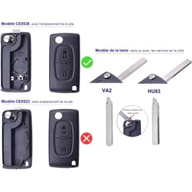 ANGOFIZ 2 Button Flip Key Case CE0536 VA2 Compatible with Peugeot 207 307 307S 308 407 408 3 607 807 2BT 3008 5008 Partner Expert Citroen C2 C3 C4 C5 C6 C8 DS3