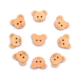 Ynxee 50 Pcs Wooden Bear Buttons with Round 2 Holes DIY Craft Sewing Buttons for Handmade Scrapbooking Art Project Home Ornament, 21mm