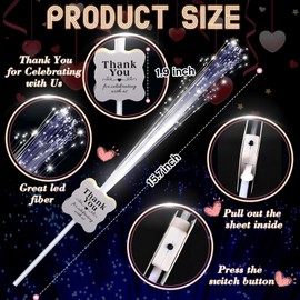 Tujoe 100 Pcs White Fiber Optic Wands Wedding Sparklers Thank You for Celebrating with US LED Glow Sticks with 3 Mode for Wedding Send Off Bridal Shower Birthday Glow in the Dark Party Supplies