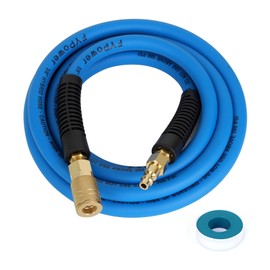 FYPower Air Compressor Whip Hose 3/8 Inch x 10 Feet Lead in Hybrid Hose with Fittings, Flexible and Kink Resistant, 1/4" Industrial Quick Coupler and Plug Kit - Blue