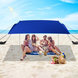 ERFEI Beach Tent Sun Shelter UPF50+ with Sandbags, Sand Shovel & Windproof Poles - Portable Pop Up Canopy for Beach, Camping, Picnics, Backyard & Fishing (Royal Blue,6.9x6.5FT)