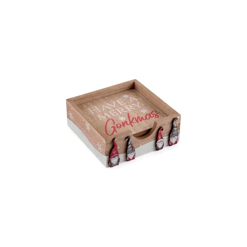 SiL Interiors Have a Merry Gonkmas Wooden Coaster Set -