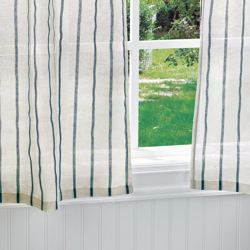 Martha Stewart Laguna Stripe Semi-Sheer Tie Tab Window Curtain Valance
