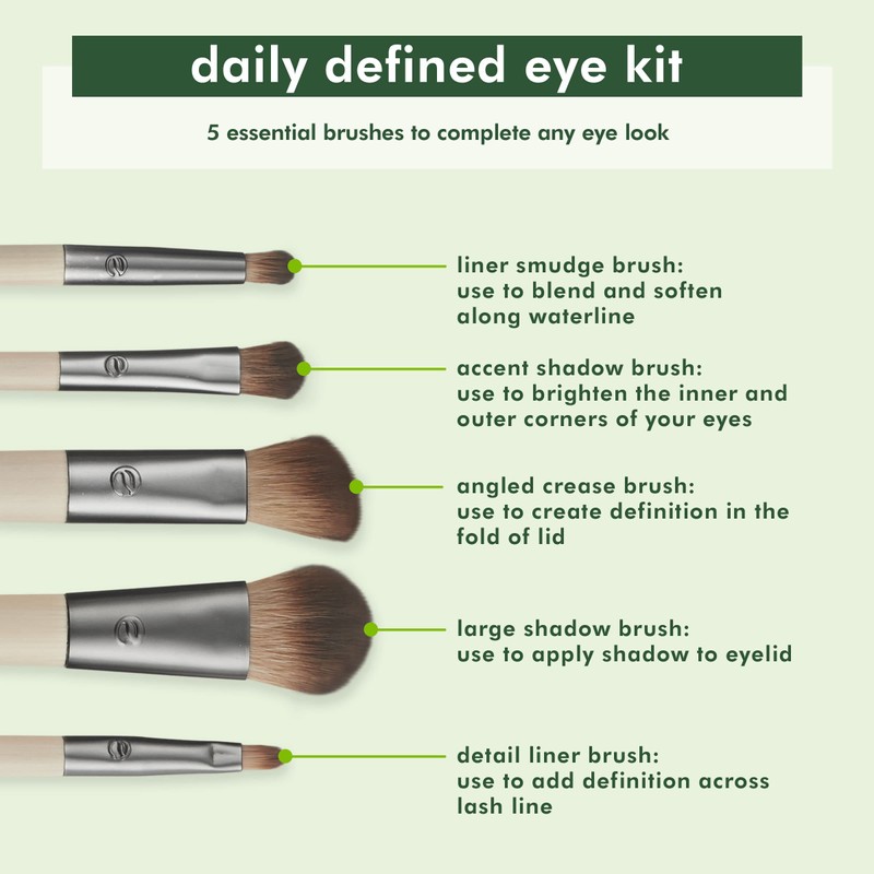 EcoTools Daily Defined Eye Makeup Brush Kit, Travel Friendly, Versatile