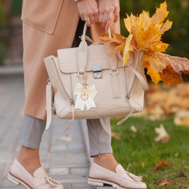 Giantree Bow Keychain Charm Women, Purse Bow Charm, Purse Charms Backpack Charm Purse Keychain, Purse Accessories Charms Bowknot, Bow Keychain for Car Handbag Decoration Accessories(White)