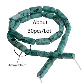 Piedra natural de 4 x 13 mm, Jaspe imperial rectangular, tubo de columna espaciador, abalorio sueltas para pulseras de bricolaje, collares, hebras de fabricación de joyas, 15 pulgadas (28-30 unidades)