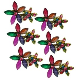 6 x Small Hair Grips in Vintage Look Metal Rhinestone and Acrylic Hair Clips Set 5280b