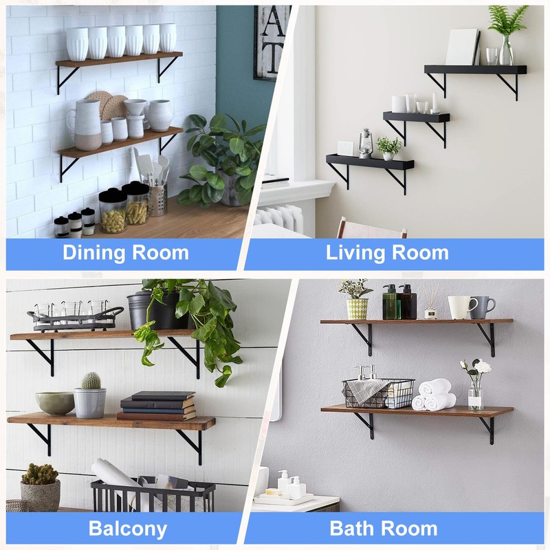 Gabotrie 6 Pack Heavy Duty Shelf Brackets,12 x 8 inch