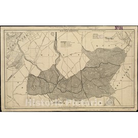 Historical Map, 1905 Blue Hills Reservation, Vintage Wall Art : 39in x 24in