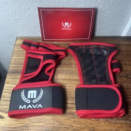MAVA Open Gym Gloves for Men & Women; Padded Weight Lifting Gloves Size M Red