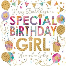 Noel Tatt General Female Birthday Card for Women/Girls - Cupcakes and Balloons Embossed with Foil - Eco-Friendly & Recyclable