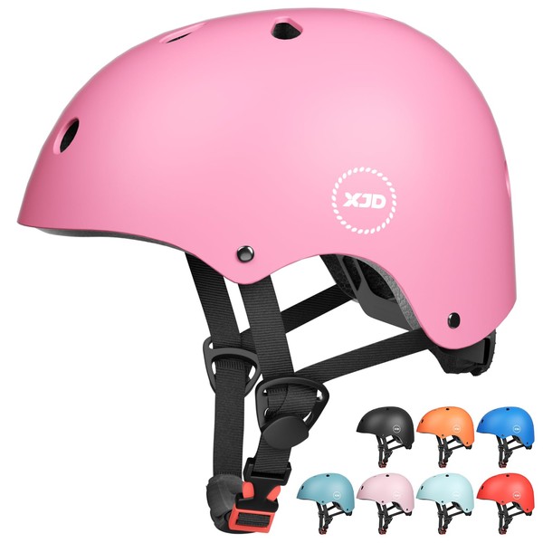 XJD Kids Helmet Toddlers Bike Helmet Age 2-13 Years Adjustable Skateboard Helmet for Cycle BMX Scooter Roller Skating for Children Boys/Girls (Pink, S)