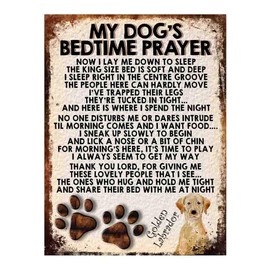 MY DOG'S BEDTIME PRAYER RETRO STYLE METAL TIN SIGN/PLAQUE (GOLDEN LABRADOR)