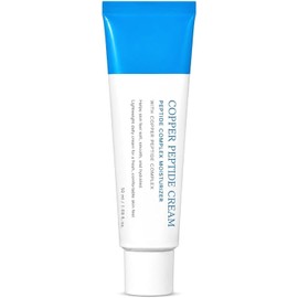 Crema Facial con Péptido de Cobre, Hidratante Ligero Rostro y Cuello, 50 ml Tamaño viaje 45ml, absorbe exceso de sebo, hidrata la piel, previene degradación del maquillaje, mantiene cutis mate y fresco