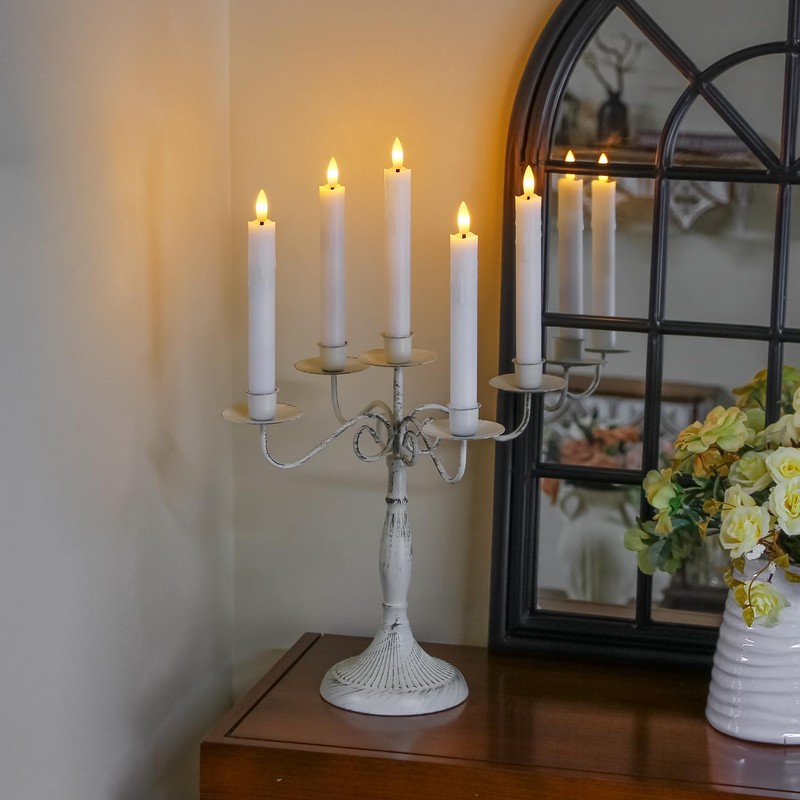 Mavandes Flameless Flickering Taper Candles Two Remote, 7.5 Inch White