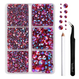 BEADSLAND Hotfix Rhinestones,4000 PCS Rhinestones for Clothes Crafts Mixed 6 Sizes with Wax Pencil and Tweezers Kit,SS6-SS30,Hyacinth AB