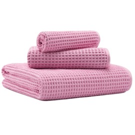 MICROFI New Microfiber Waffle Bath Towels, 3 Pieces, Oversized, Soft, Absorbent, Fast Drying, Lint Free, Includes Bath, Face and Hand Towels