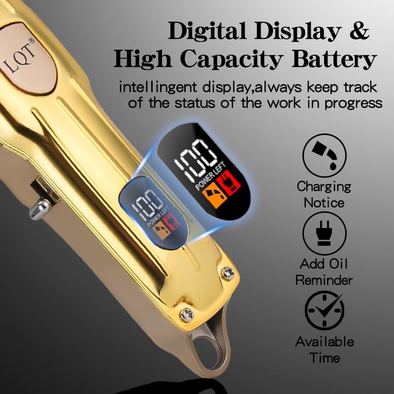 LQT Professional Hair Clipper Set, Gold, LED Display, with Trimmer,