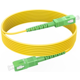 (15ft/5m) SC/APC to SC/APC Fiber Optic Internet Cable, OS2 Single Mode Fiber Patch Cable, SM Singlemode Simplex 9/125um LSZH Yellow OD 3.0mm, 𝙍𝙖𝙢𝙗𝙤𝘾𝙖𝙗𝙡𝙚𝙨