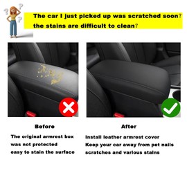 Blazeray for Kia Optima 2016-2020 Auto Center Console Armrest Box Cover Anti-Scratch Waterproof Leather Central Armrest Protector Pad Interior Decoration Accessories(Black with Black Stitches)