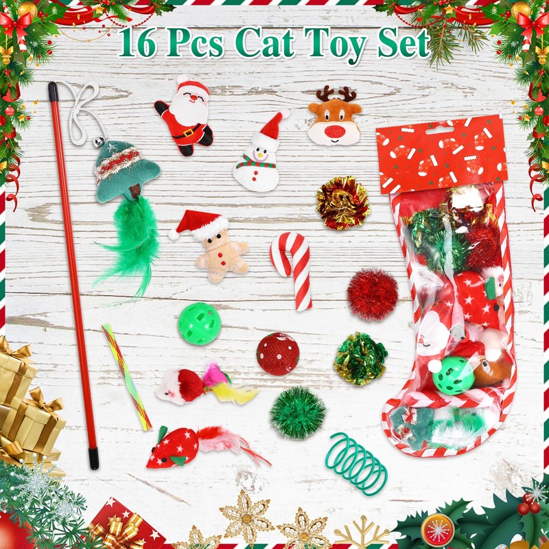 homdat Cat Toy, Pack of 10 Christmas Cat Toy Set