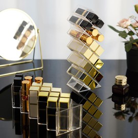 FLAGTOP Lipstick Holder Organizer 16 Spaces Acrylic Stackable Fish Shape Lipstick Tower, Lip Gloss Storage Stand, Perfect For Lipgloss Organizers Makeup Vanity Display, Clear (1 Pack)