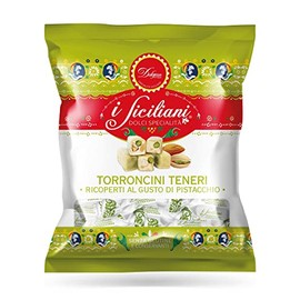 I Siciliani Soft Pistacchio & Almond Torrone Nougat bite size Individually wrapped 6x100g. Packets Total 600g. ( 21.16oz.)**NO PRESERVATIVES & Gluten Free