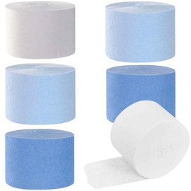 We Moment We Moment Dusty Blue Light Blue White Crepe Paper Streamers 1.8 Inch Widening 6 Rolls, 82 Feet per Roll for Birthday, Baby Shower, Wedding Party Decorations