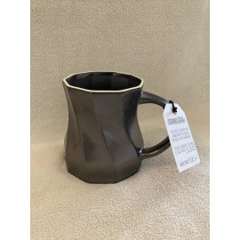 La Rochelle Artisan Unique Ceramic Gray / Pewter Metallic Tankard Twist Mug -New