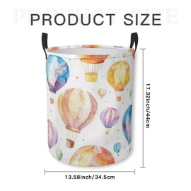 Laundry Basket Watercolor Hot Air Balloons Collapsible Laundry Hamper with Handles Clothes Storage Bin for Household Bedroom Bathroom College Dorms
