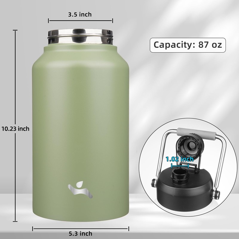 Konokyo Jug with Handle,87 oz Insulated Water Bottle with Carrying