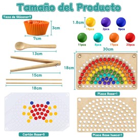 CLARITYKG Tablero Logarítmico, Juego Educativo Tablero Creativo Montessori con Palillos y Esferas, Juguetes de Rompecabezas de Cuentas Didáctico