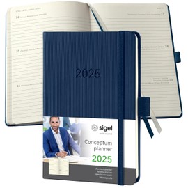 SIGEL C2563 Conceptum Weekly Planner 2025, Approx. A6, Dark Blue, hardcover, 2 Pages = 1 Week, 176 Pages