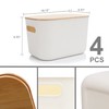 Citylife 4 PCS Storage Bins with Bamboo Lids Plastic Storage