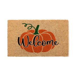 Pumpkin Welcome Door Mat - Rustic Autumn Fall Decor - Premium 100% Coconut Coir - Seasonal Entryway Doormat Gift Decor stk 1562